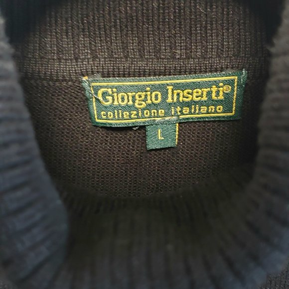 MENS GIORGIO INSERTI BLACK TURTLENECK SWEATER SIZE LARGE - Picture 5 of 7